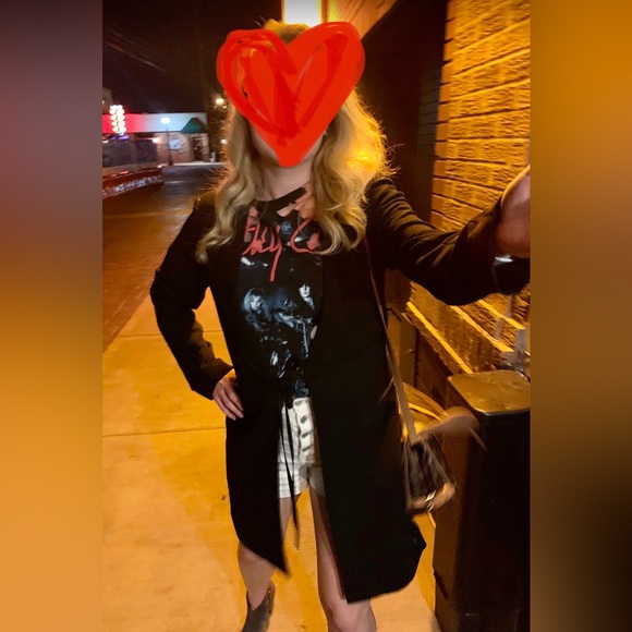 Maison Scotch & Soda Love long Black Blazer with crepe tie front shawl collar. - Picture 2 of 9